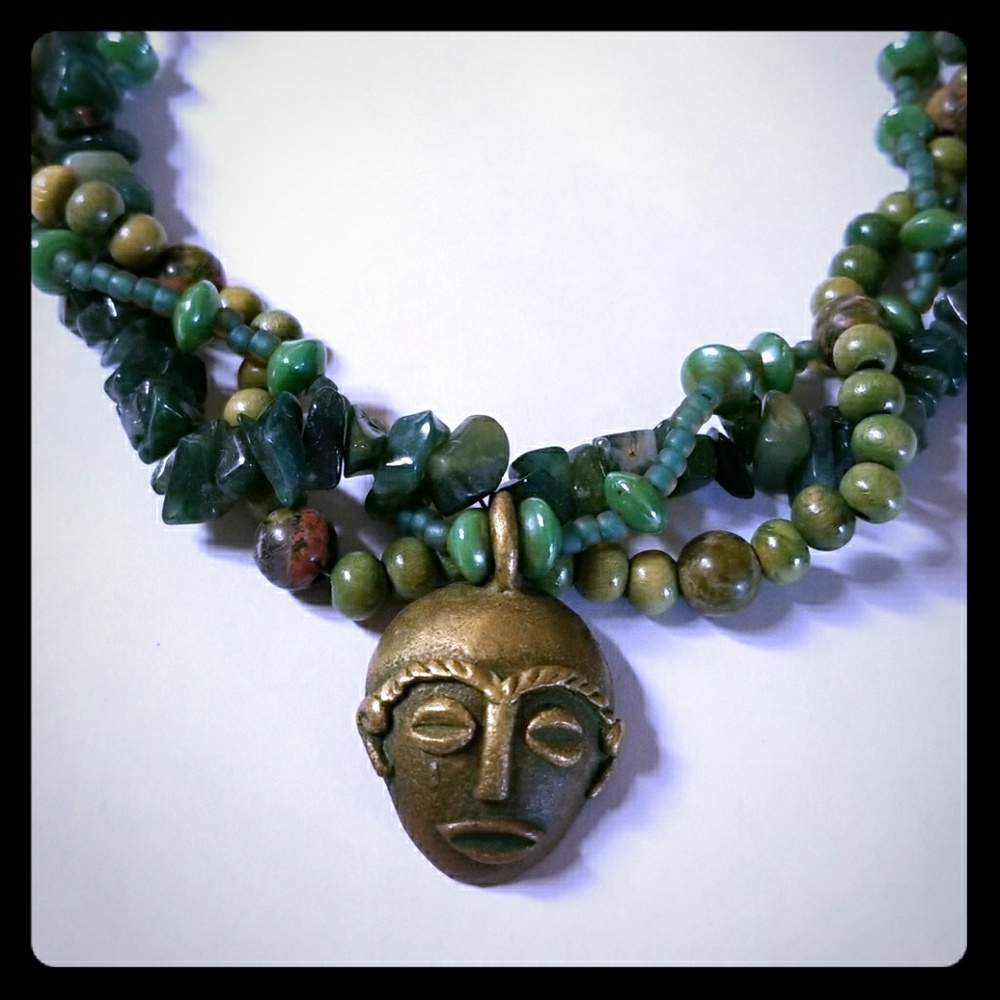 African Mask Necklace